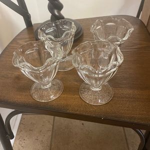 Vintage Tulip Clear Sundae Dessert Glasses (4)
